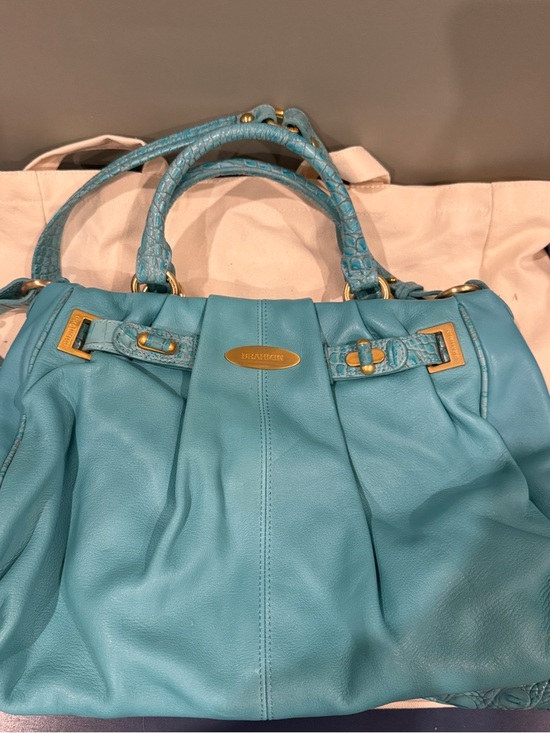 Brahmin Handbags - Brahmin Turquoise Leather Tote with Gold Hardware